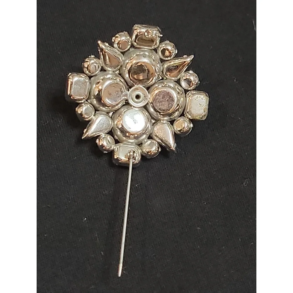 Gorgeous Vintage Aurora Borealis Rhinestone Brooch Pin Jewelry 40's 50's Square